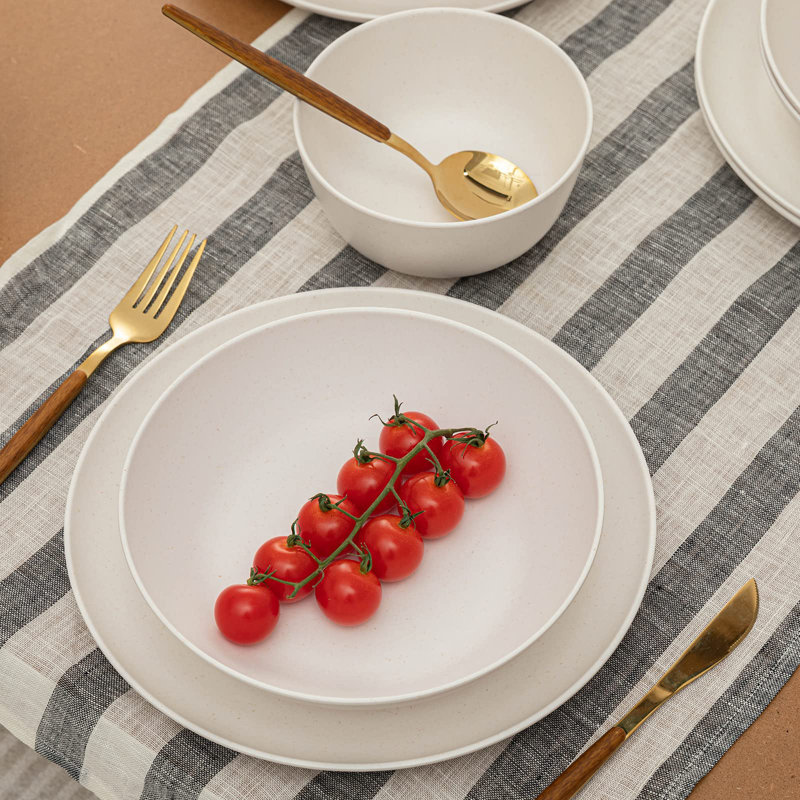 Dakota Fields Kitchen Plates And Bowls Set 12 Piece Non Breakable Melamine Dinnerware Sets Eco Friendly Dishes Set For 4 12 Piece Reusable Tableware Set For Outdoor Dining Patios Rvs BBQ Wayfair